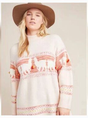 Anthropologie Aimee Llama Pommed Alpaca Sweater size small Alpaca Cashmere